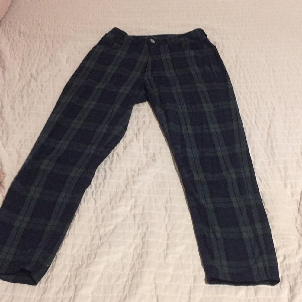 Cute green and navy blue high waisted pants